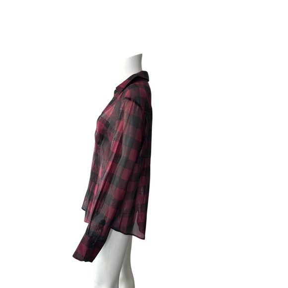 NWT Paige Black & Rumba Red Metallic Buff Check Shirt Size XL - Picture 5 of 8